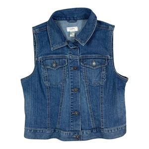 Loft Button-Down Blue Jean Denim Vest, Small